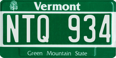 VT license plate NTQ934