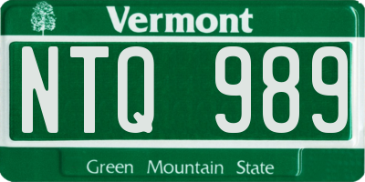 VT license plate NTQ989