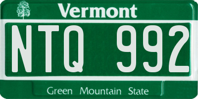 VT license plate NTQ992