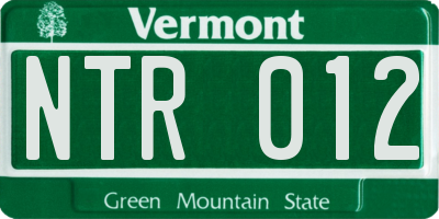 VT license plate NTR012