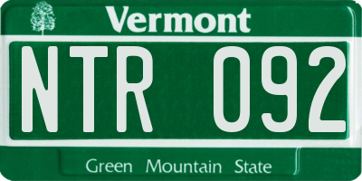 VT license plate NTR092