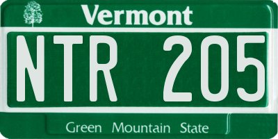 VT license plate NTR205