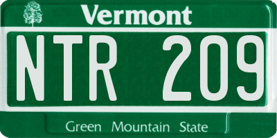 VT license plate NTR209