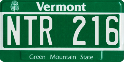 VT license plate NTR216