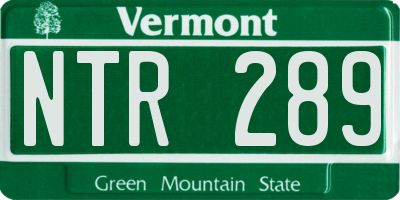 VT license plate NTR289
