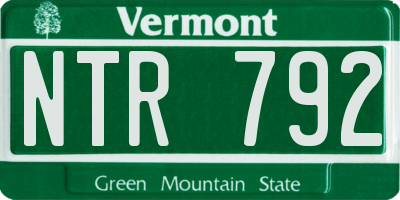 VT license plate NTR792