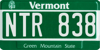 VT license plate NTR838