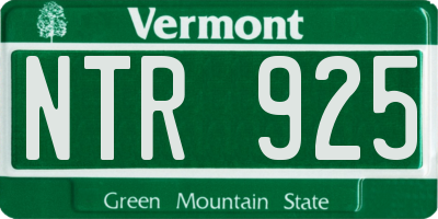 VT license plate NTR925