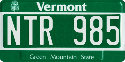 VT license plate NTR985
