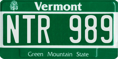VT license plate NTR989