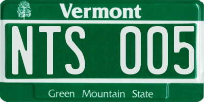VT license plate NTS005
