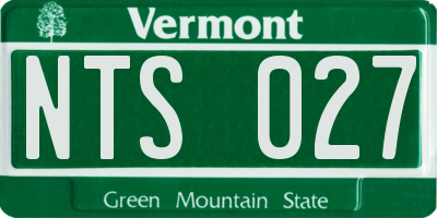 VT license plate NTS027