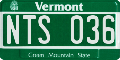 VT license plate NTS036