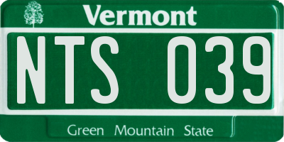VT license plate NTS039