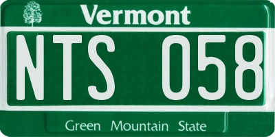 VT license plate NTS058