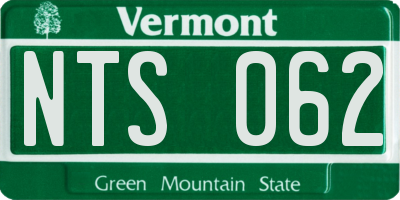 VT license plate NTS062