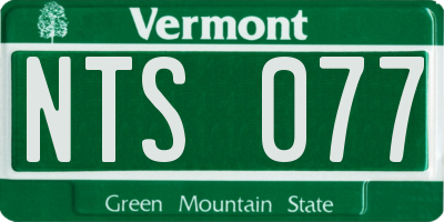 VT license plate NTS077