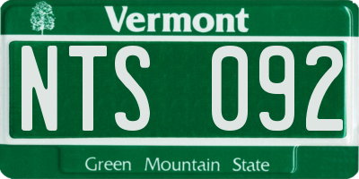 VT license plate NTS092