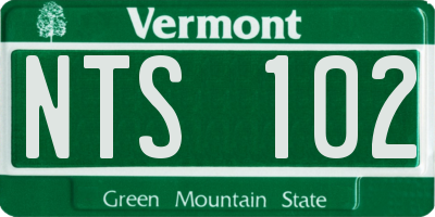 VT license plate NTS102