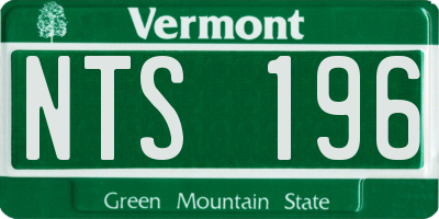VT license plate NTS196