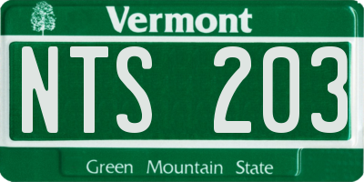 VT license plate NTS203