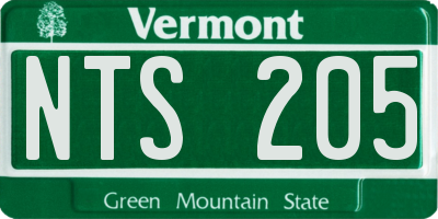 VT license plate NTS205