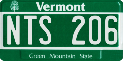 VT license plate NTS206
