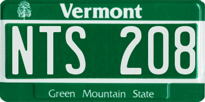 VT license plate NTS208