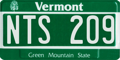 VT license plate NTS209