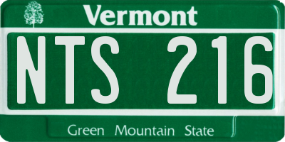 VT license plate NTS216