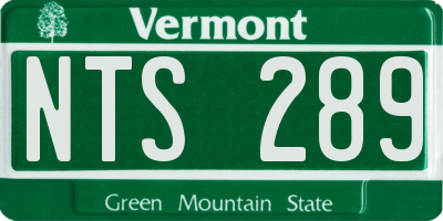 VT license plate NTS289