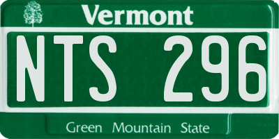 VT license plate NTS296