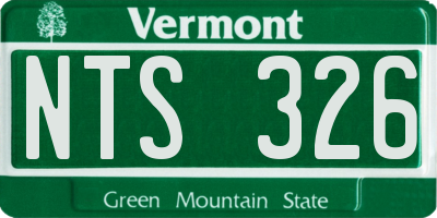 VT license plate NTS326