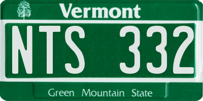 VT license plate NTS332