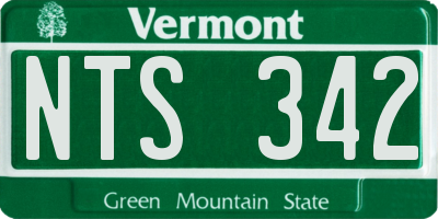 VT license plate NTS342