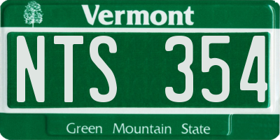 VT license plate NTS354