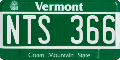 VT license plate NTS366