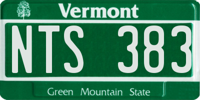 VT license plate NTS383