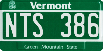 VT license plate NTS386
