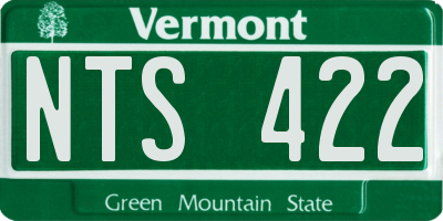 VT license plate NTS422