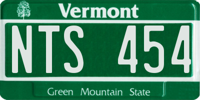 VT license plate NTS454