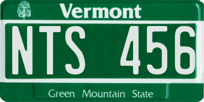 VT license plate NTS456