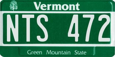 VT license plate NTS472
