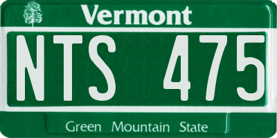 VT license plate NTS475