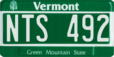 VT license plate NTS492