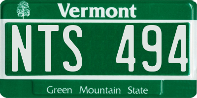 VT license plate NTS494