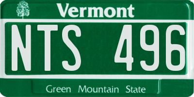 VT license plate NTS496