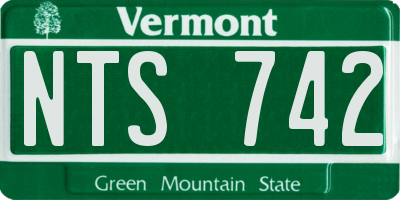 VT license plate NTS742