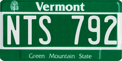 VT license plate NTS792