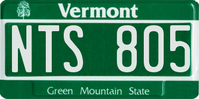 VT license plate NTS805